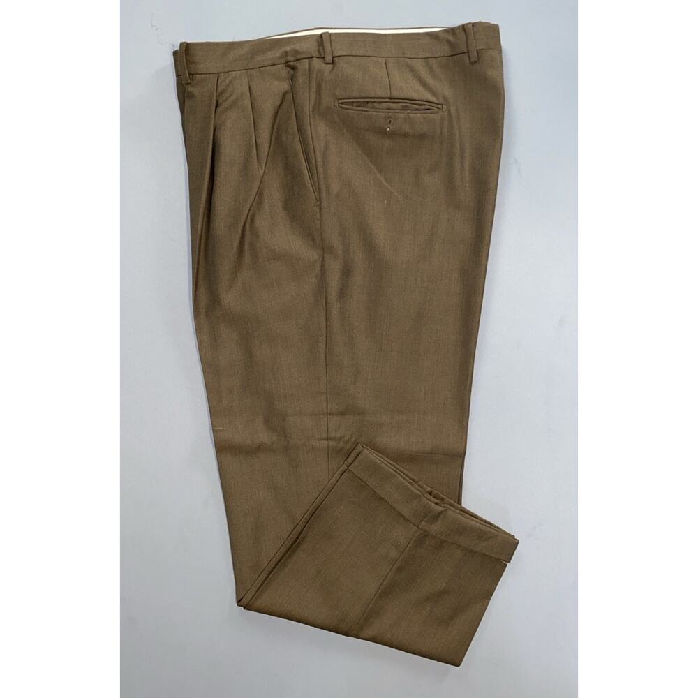 Santorelli Italy Luxury Serge Como 2 Wool Dress Pants, Slacks in Tobacco. 40X28.